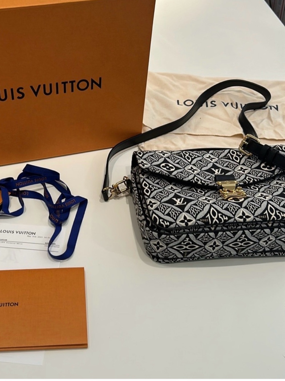 Louis Vuitton Black & White Monogram Patterned Crossbody Bag